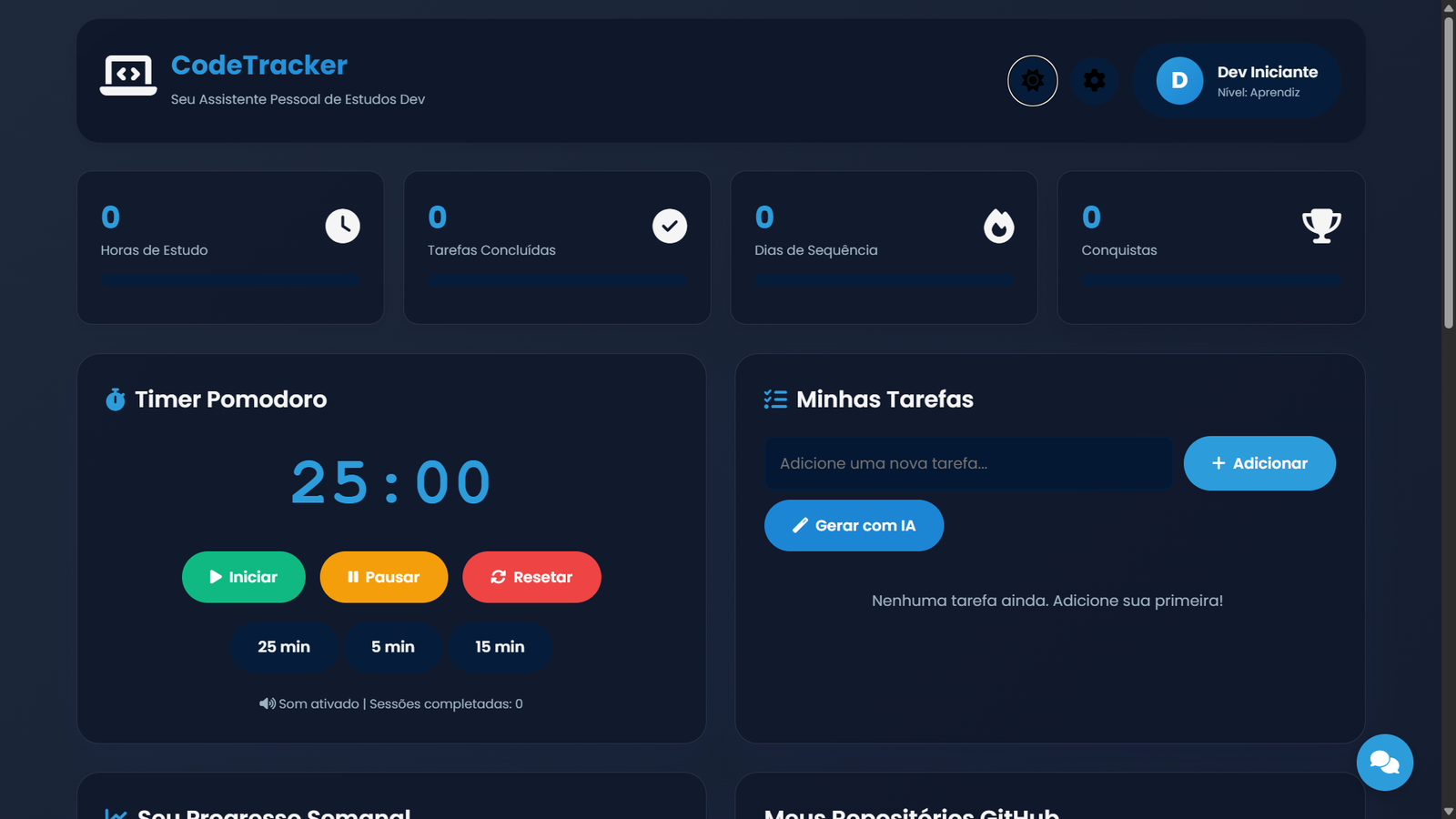 CodeTracker - Seu Assistente Pessoal de Estudos Dev